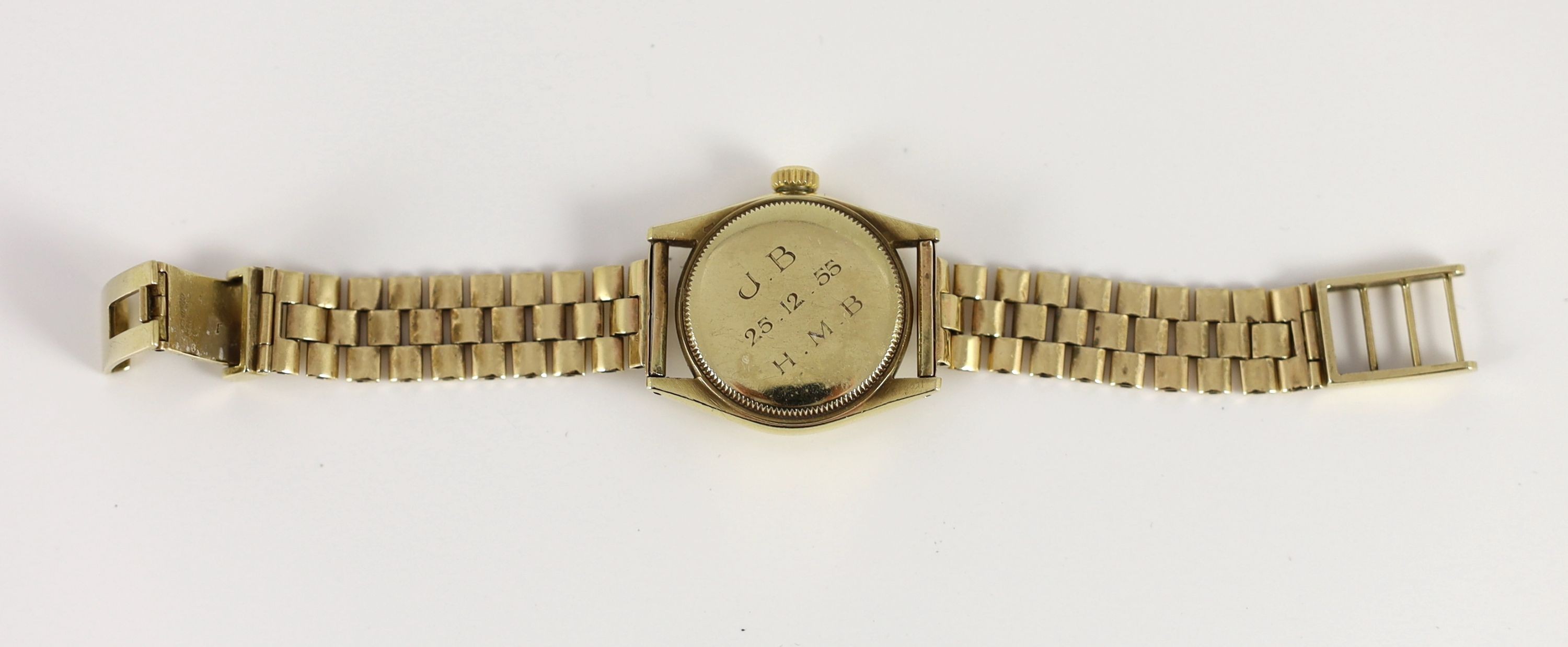 A gentleman's 1950's 9ct gold Rolex Oyster Speed King Precision wrist watch